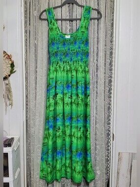 Rima Beachware Blue Green Caribian OSFA Maxi Dress